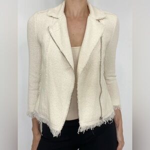 Rebecca Taylor Cream Moto Jacket Sz 4